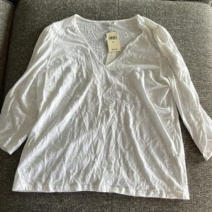 Lucky brand NWT v neck shirt with embroidery